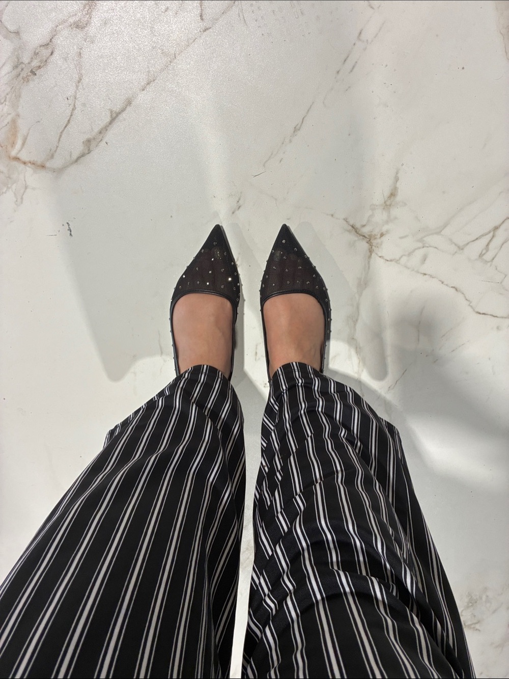Black Studded Pointed-Toe Flats - Women's Fashion Shoe